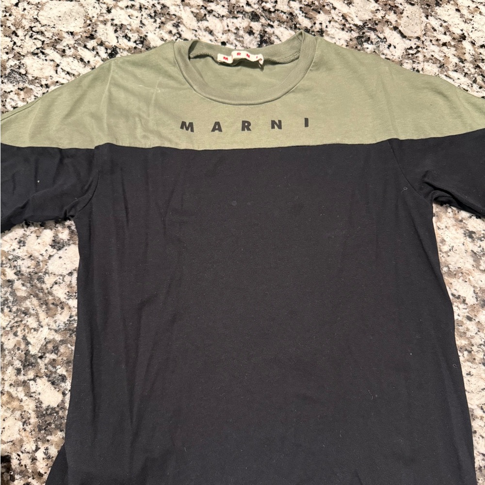Marni Olive and Black Short Sleeve Tee